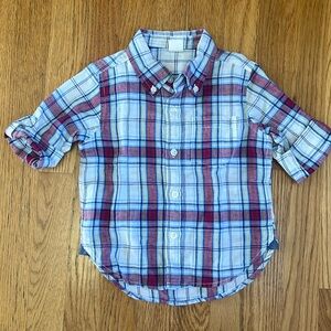 Gap Boys Plaid Button Up Rolled Sleeves